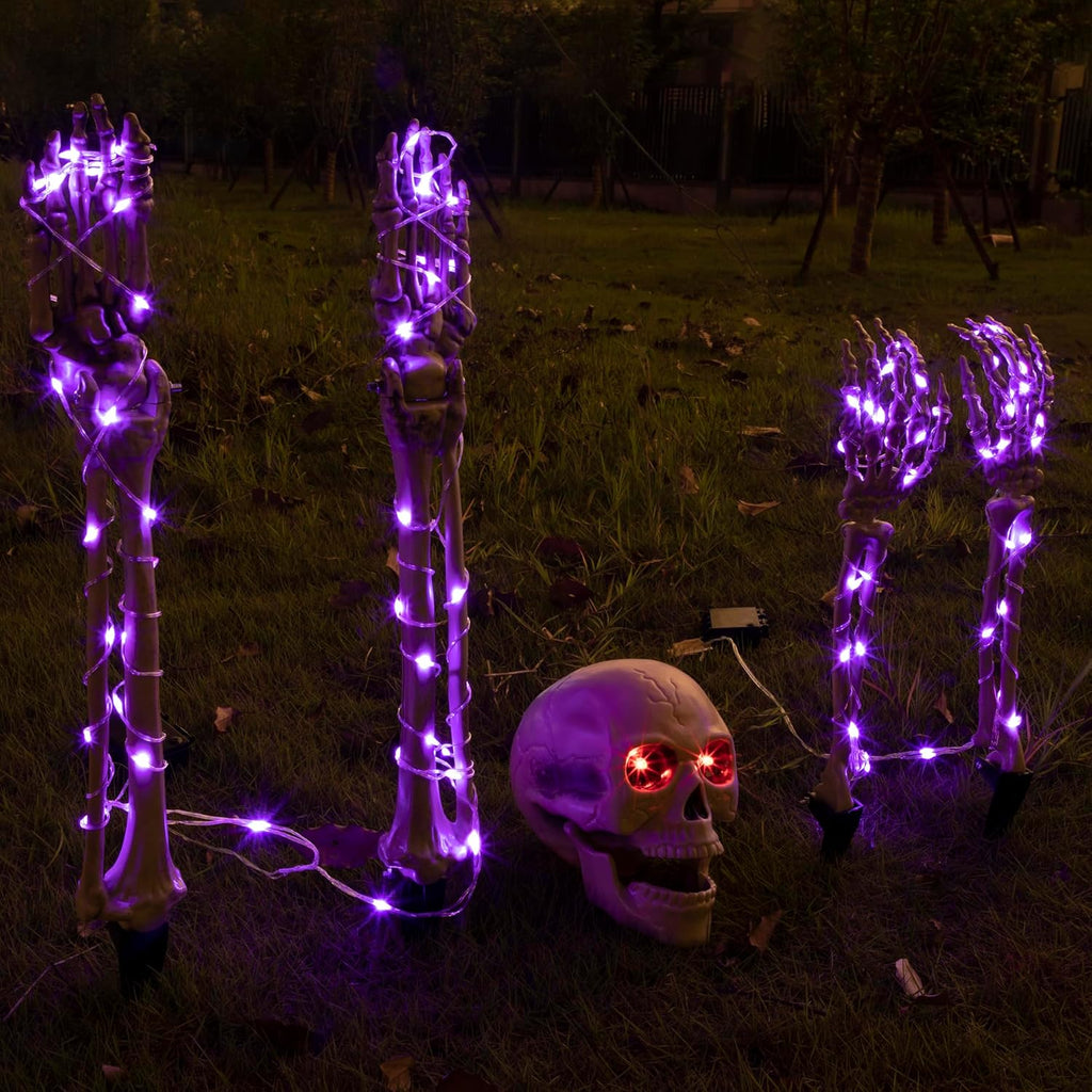 Esqueleto Iluminado Halloween con Luces LED Púrpura y Ojos Rojos