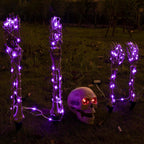 Esqueleto Iluminado Halloween con Luces LED Púrpura y Ojos Rojos