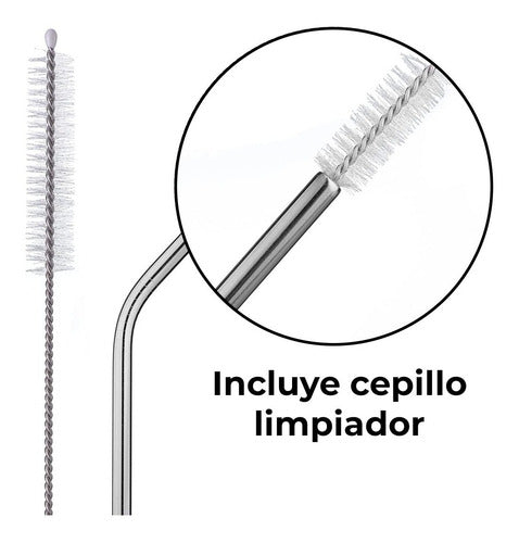 Popote Metálico (6 Piezas) Tornasol Y Plata Color Plateado