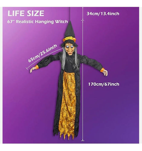 Decoracion De Halloween Bruja Colgante Parlante Ojos Rojos