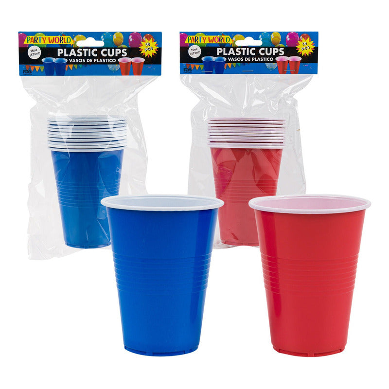 Vasos Rojos Y Azules De Plástico Para Fiesta  Reutilizables