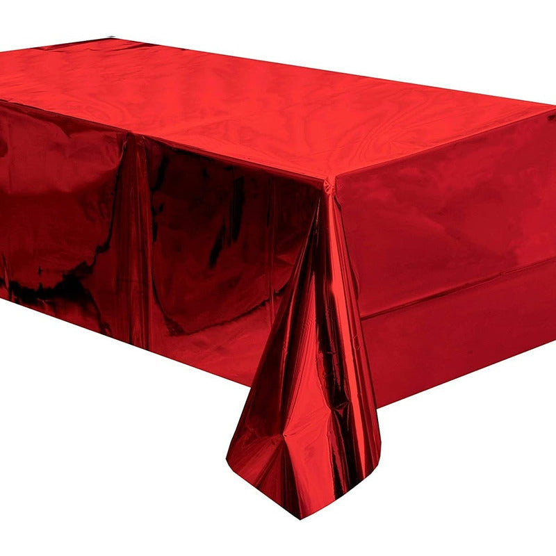 Mantel Rectangular Fiesta Metálico Decoración Color Rojo