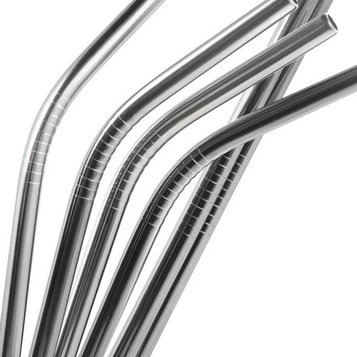 Popote Metálico (6 Piezas) Tornasol Y Plata Color Plateado