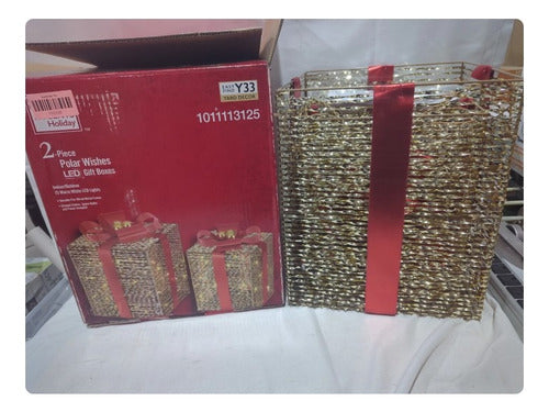 Cajas De Regalo Led 2 Piezas Decoración Navideña Para Hogar