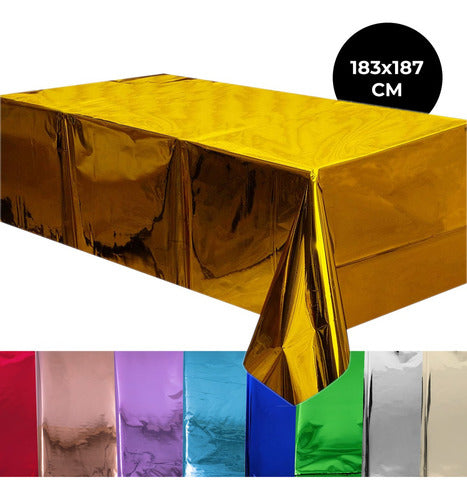 Mantel Rectangular Fiesta Metálico Decoración Color Fucsia