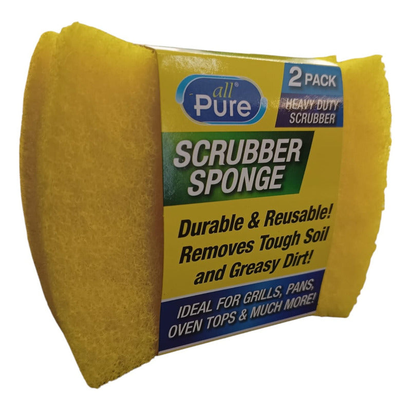 Esponja All Pure 75709 Doble Cara De Fibra Sintética Amarillo Pack X 2