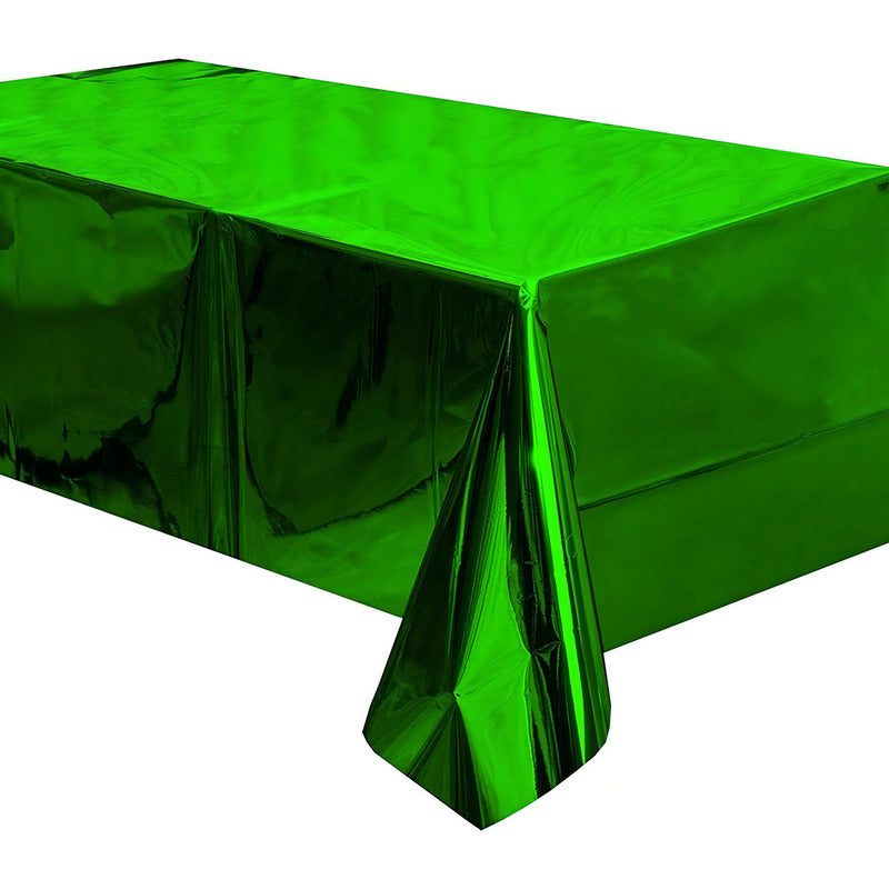 Mantel Rectangular Fiesta Metálico Decoración Color Verde