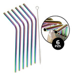 Popote Metálico (6 Piezas) Tornasol Y Plata