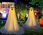 Decoracion Halloween Fantasmas Iluminados Tela Blanca 2 Pack