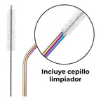 Popote Metálico (6 Piezas) Tornasol Y Plata