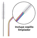 Popote Metálico (6 Piezas) Tornasol Y Plata