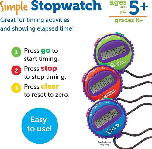 Cronómetro de 3 Botones Learning Resources para Investigaciones Científicas y Matemáticas
