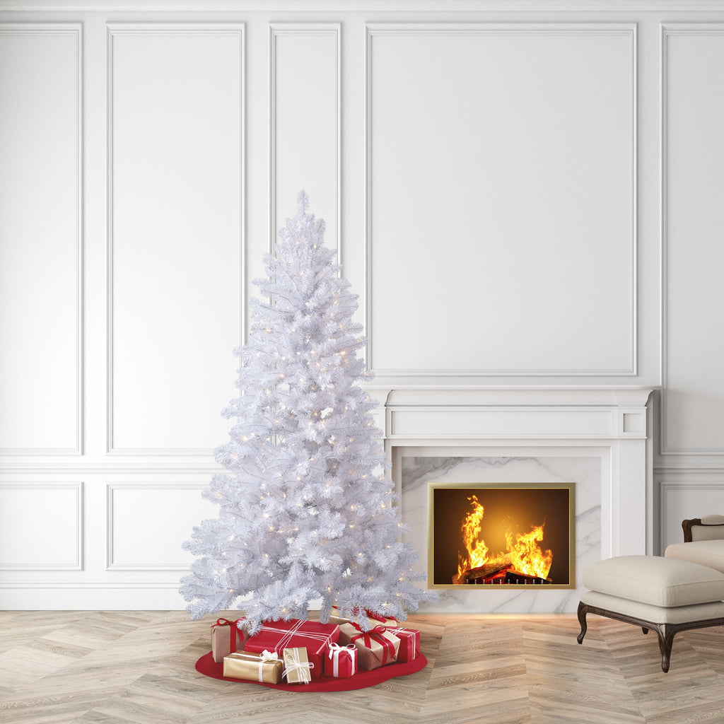 Árbol Artificial Blanco Duncan Fir 213 cm Preiluminado LED Cambiantes