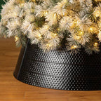 Collar de Árbol de Navidad Metálico Negro Martillado Glitzhome 102.8 cm Diámetro