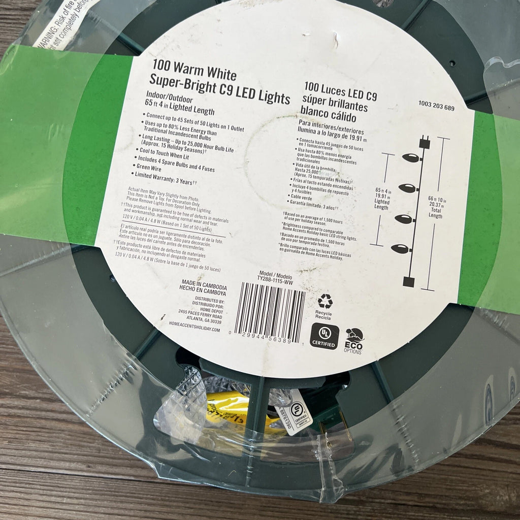 Luces LED C9 Blancas Cálidas de 19,8 m para Decoración Navideña Festiva