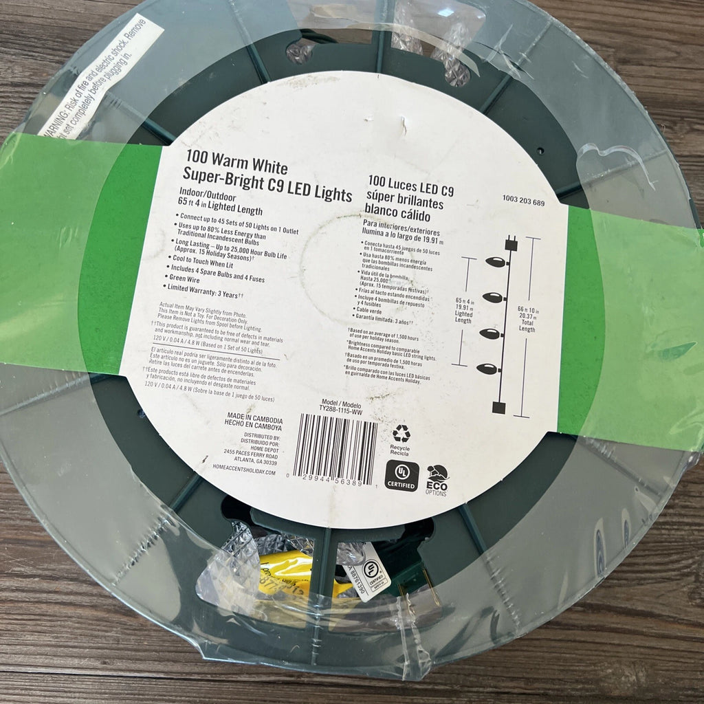 Luces LED C9 Blancas Cálidas de 19,8 m para Decoración Navideña Festiva