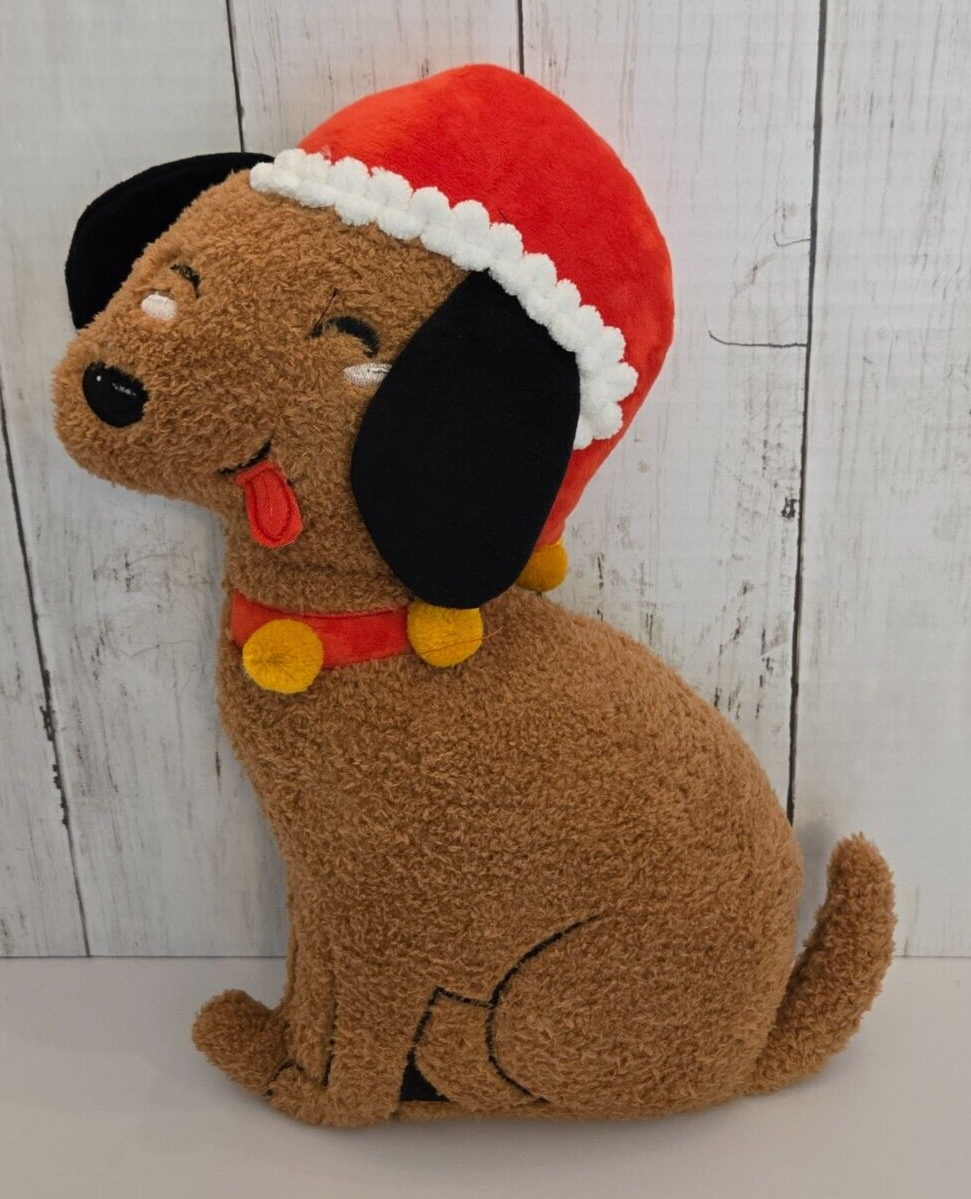 Almohada Navideña de Perro en Piel Sintética Marrón