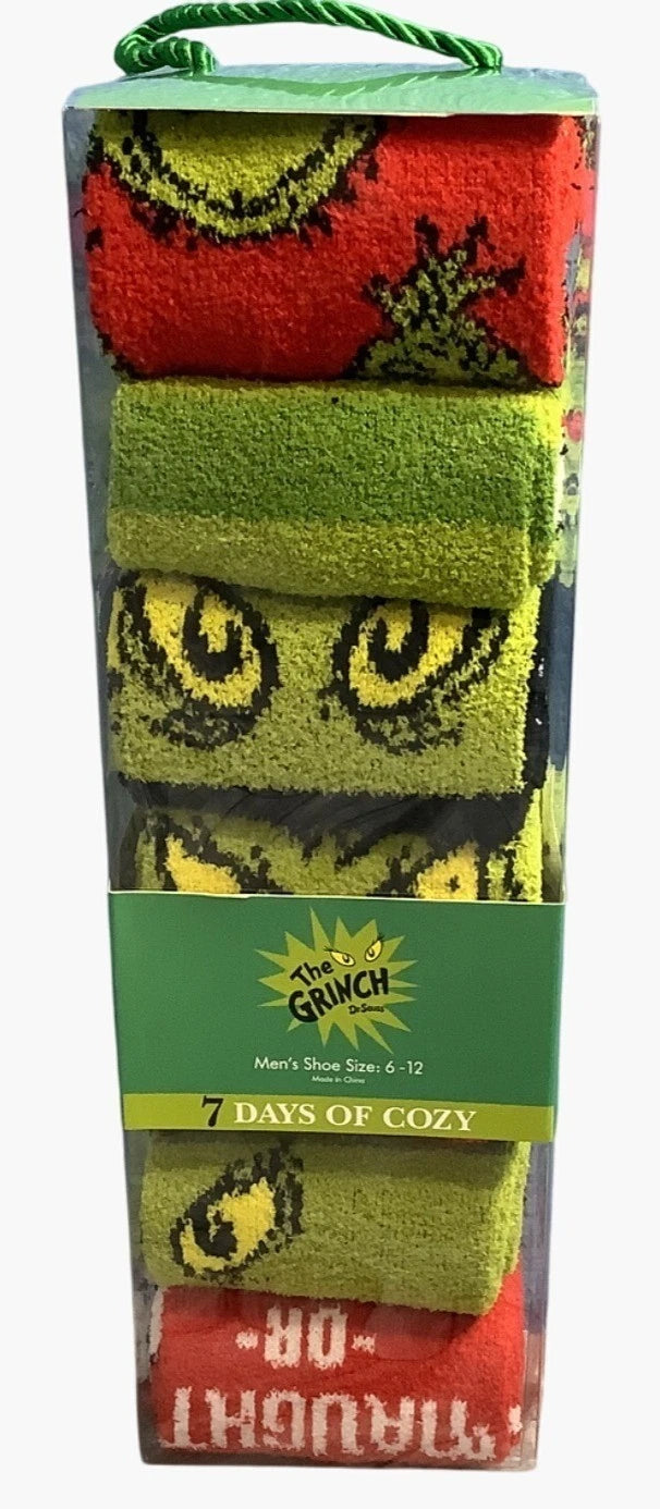 Calcetines de Navidad Grinch 7 Días Fuzzy para Hombre