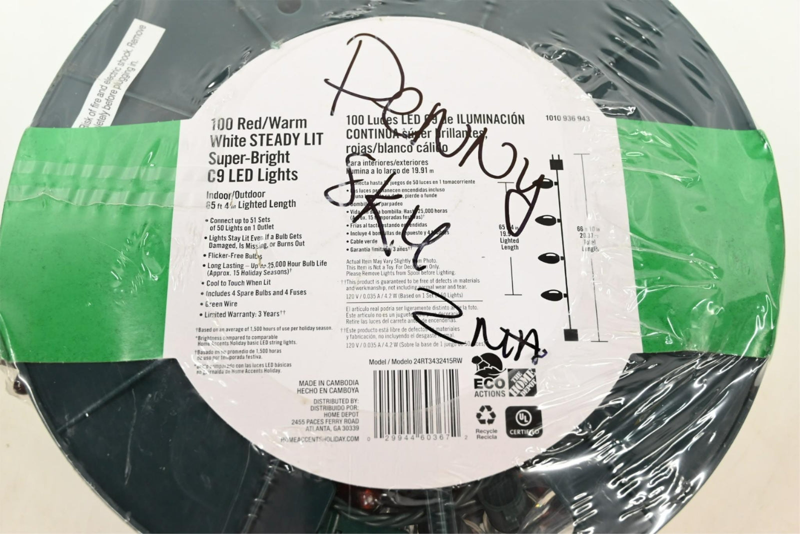 Luces LED C9 Rojas y Blancas Cálidas de 30.5m para Festividades Hogareñas