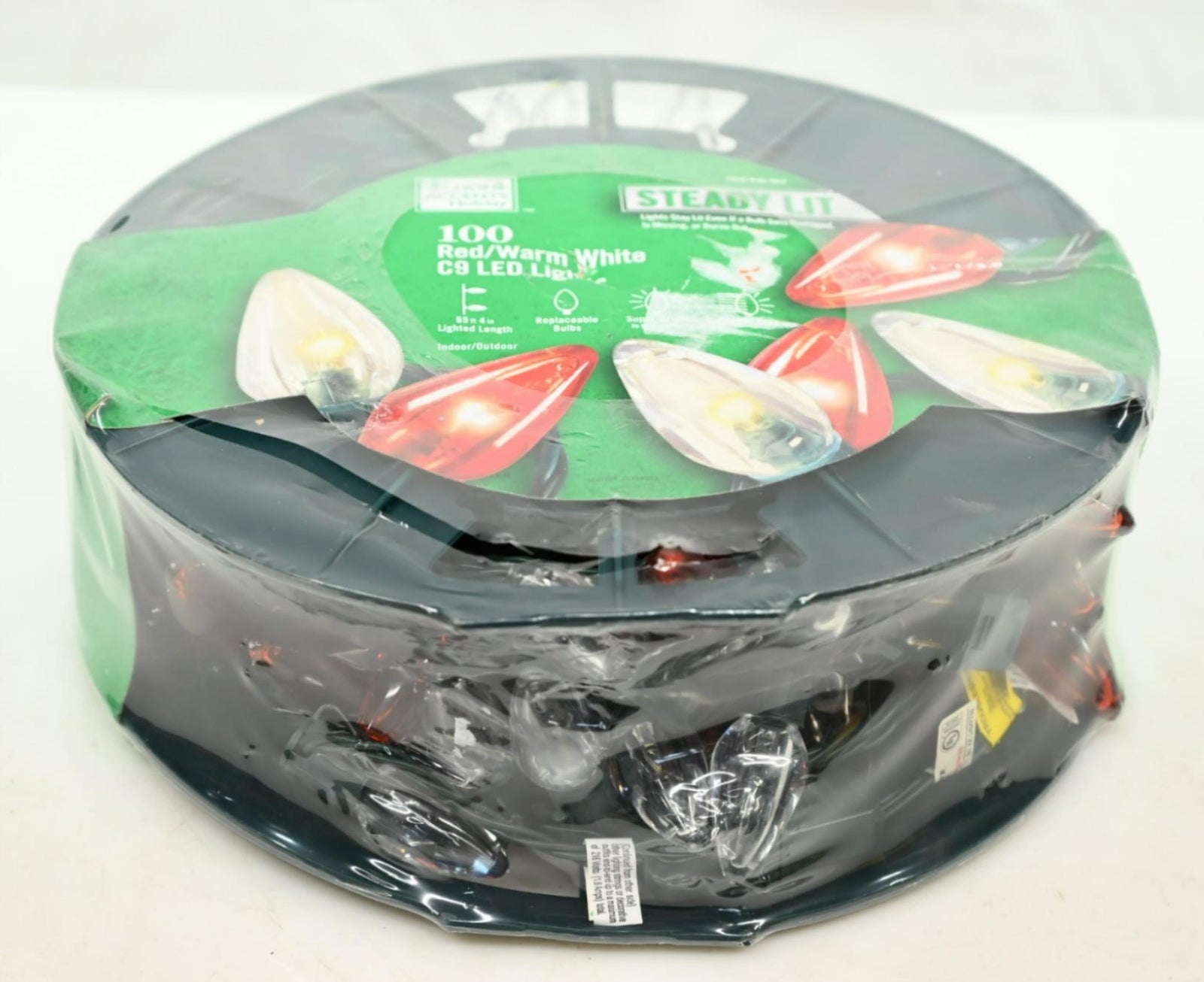 Luces LED C9 Rojas y Blancas Cálidas de 30.5m para Festividades Hogareñas