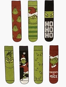 Calcetines de Navidad Grinch 7 Días Fuzzy para Hombre