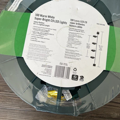 Luces LED C9 Blancas Cálidas de 19,8 m para Decoración Navideña Festiva