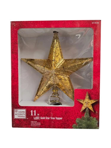 Brillante Estrella Dorada LED de 28cm para Decorar la Cima del Árbol de Navidad